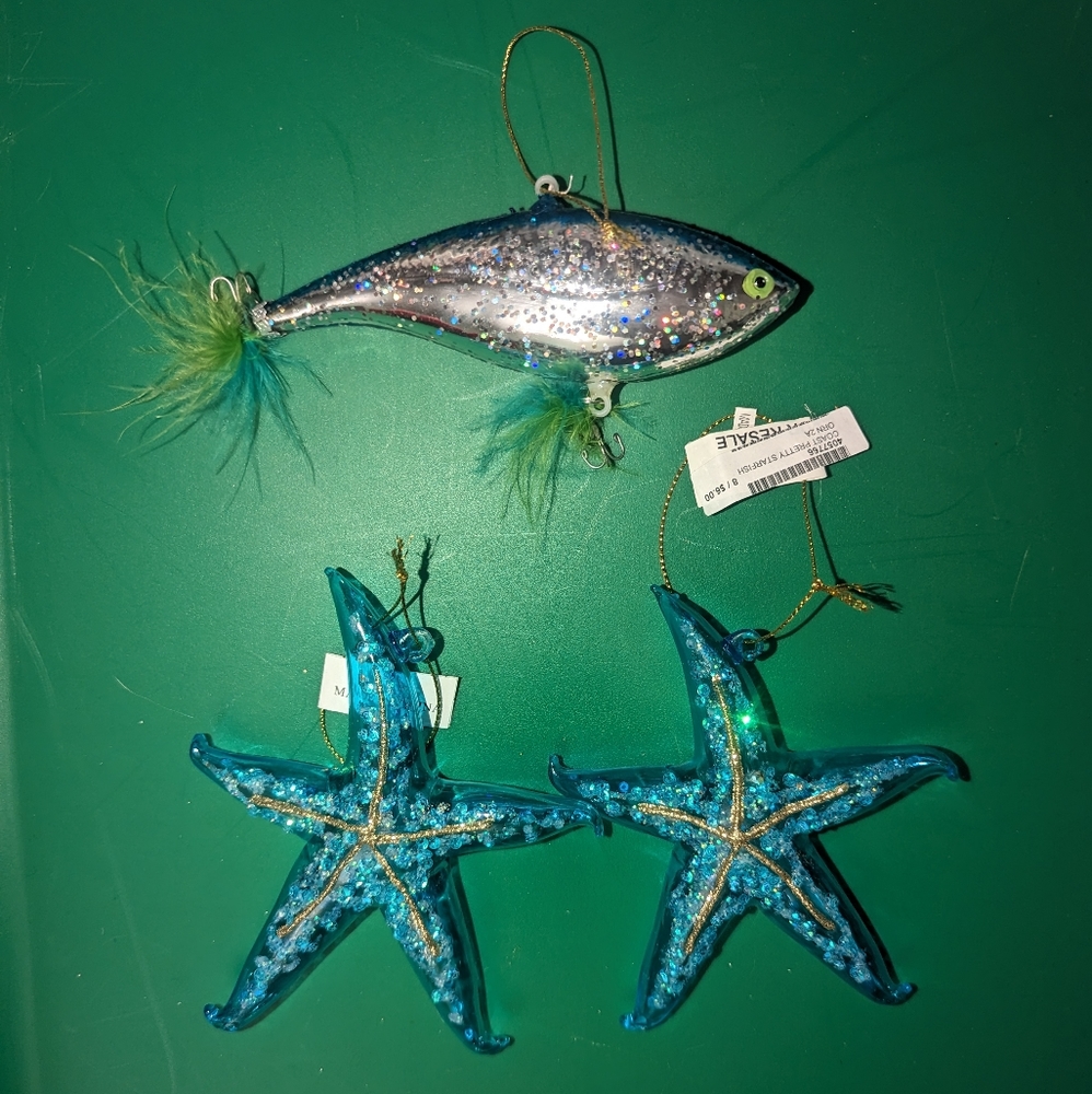 Department 56 3 Glass sea ornaments